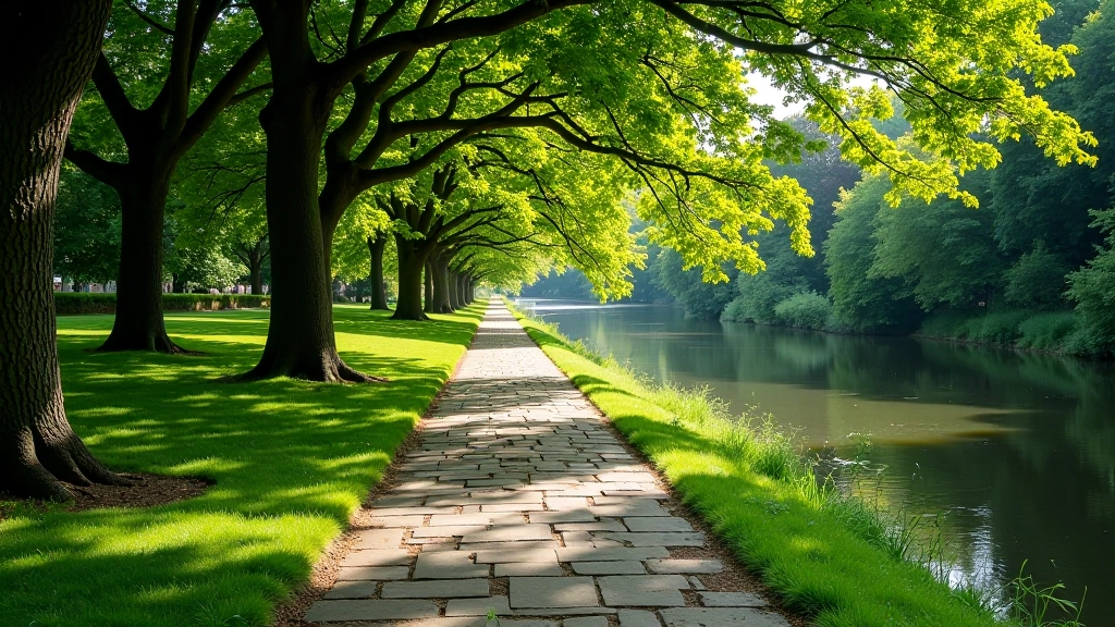 Riverside walking path along Blackwater River with trees and water views